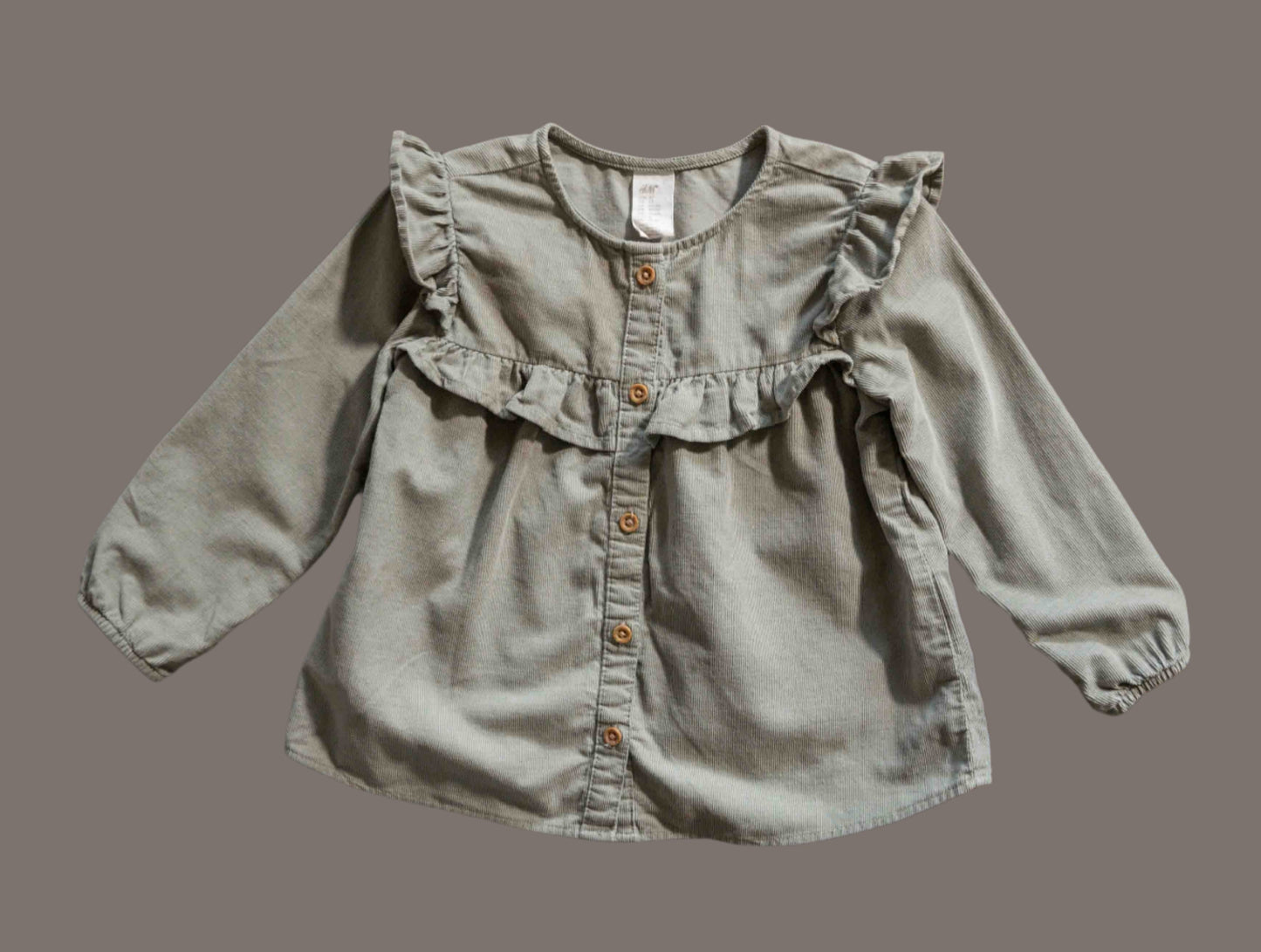 Sage Green Corduroy Flowy Blouse: 2T