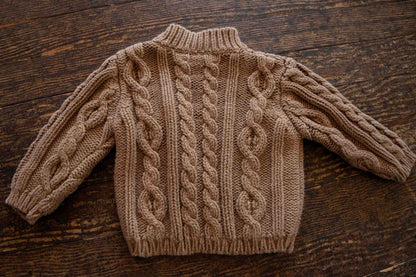 Brown Chunky Knit Tractor Sweatshirt: 6-12mos