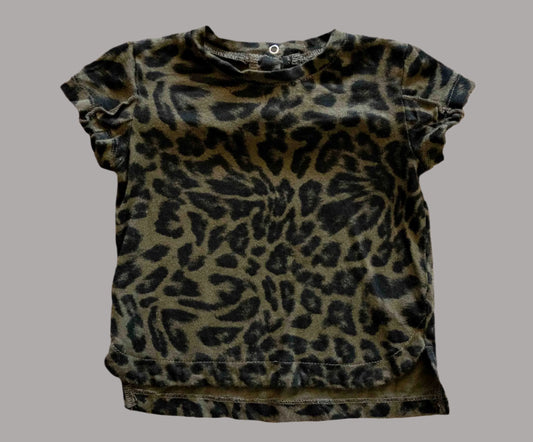 Green Cheetah Print Blouse: 18mos