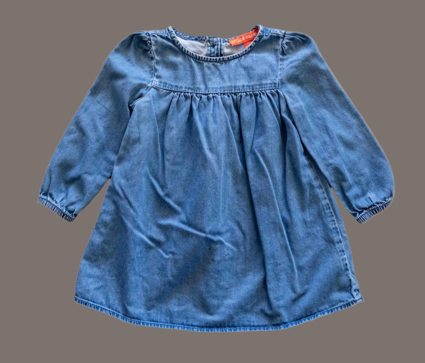 Blue Denim Long Sleeve Dress: 18-24mos