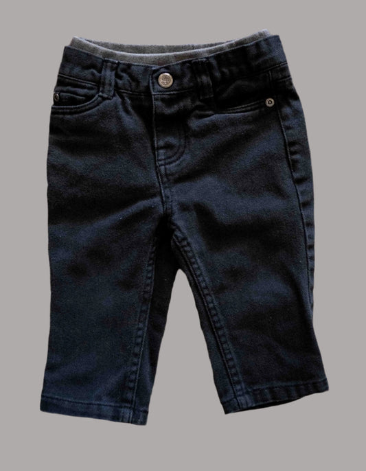 Black Denim Elastic Waist Jeans: 12mos