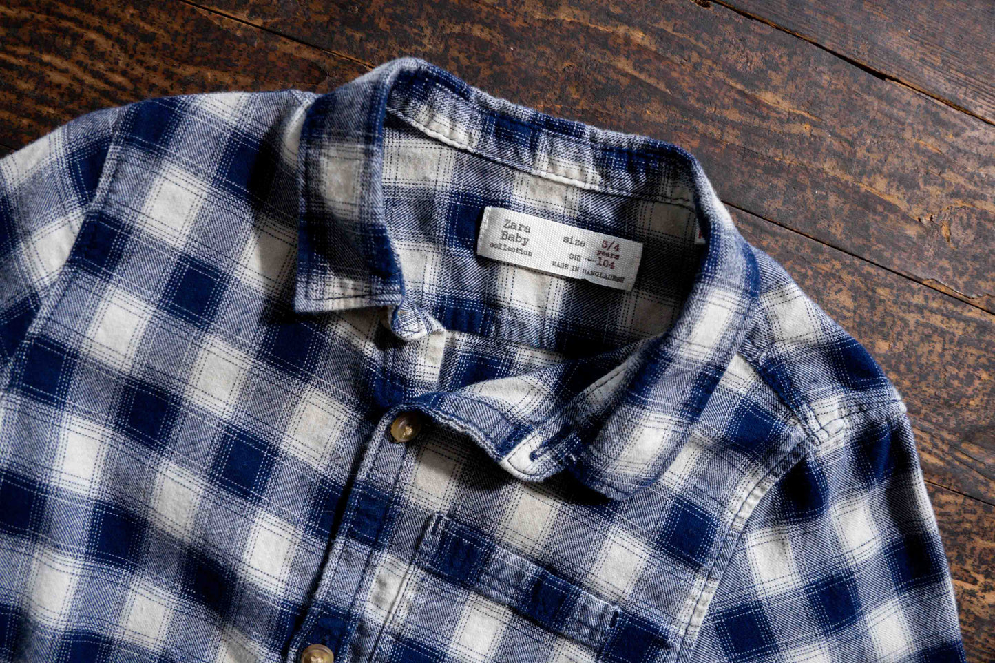 Blue Plaid Button Up Shirt: 3-4yr