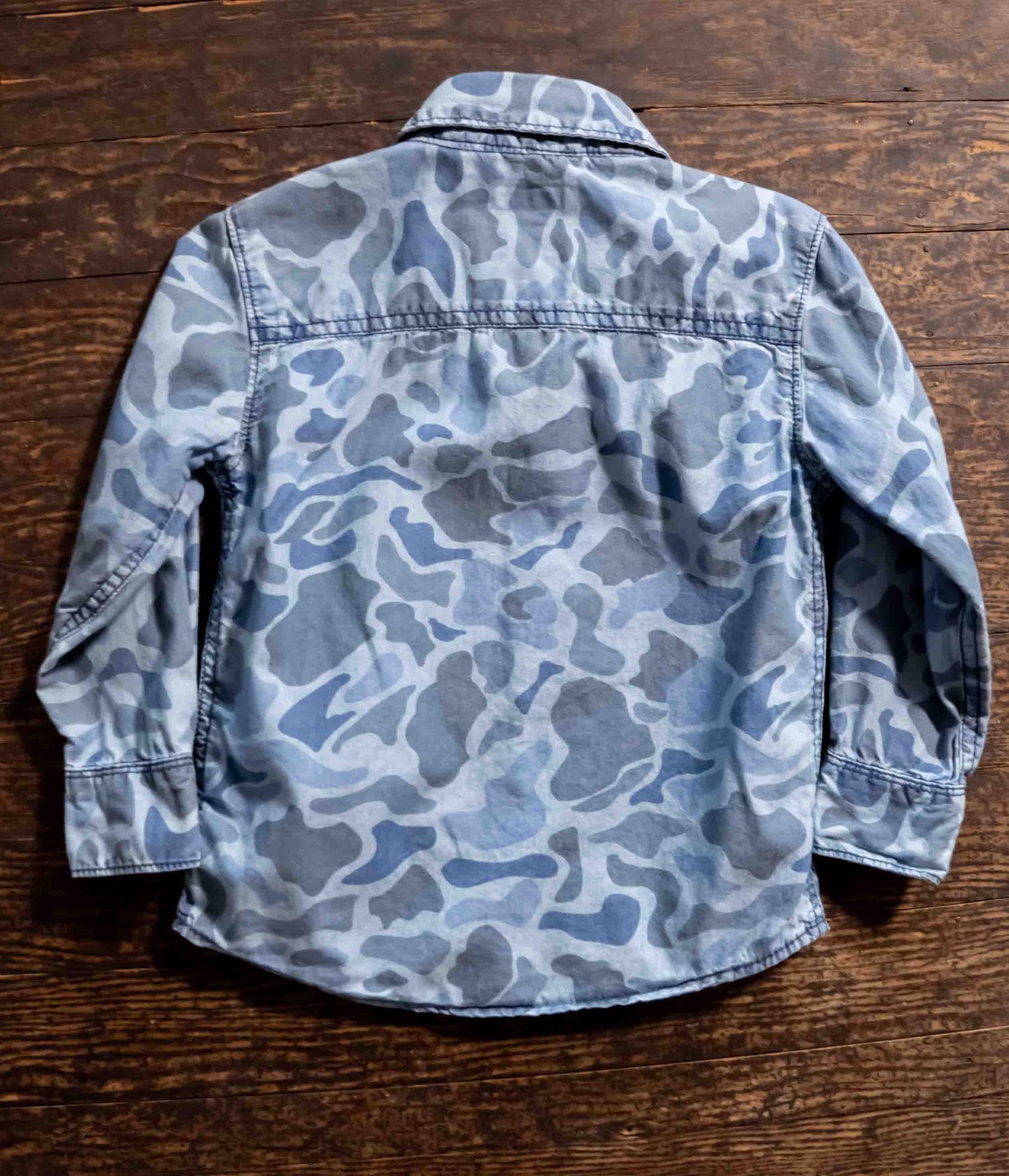 Light Blue Camo Button Up Shirt: 2T