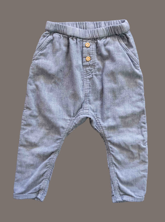 Blue Chambray Harem Pants: 12-18mos