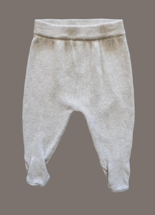 Ash Grey Knit Footie Pants: 3mos