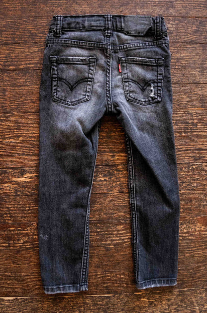 Black Skinny Faded Distressed Jeans: 5T