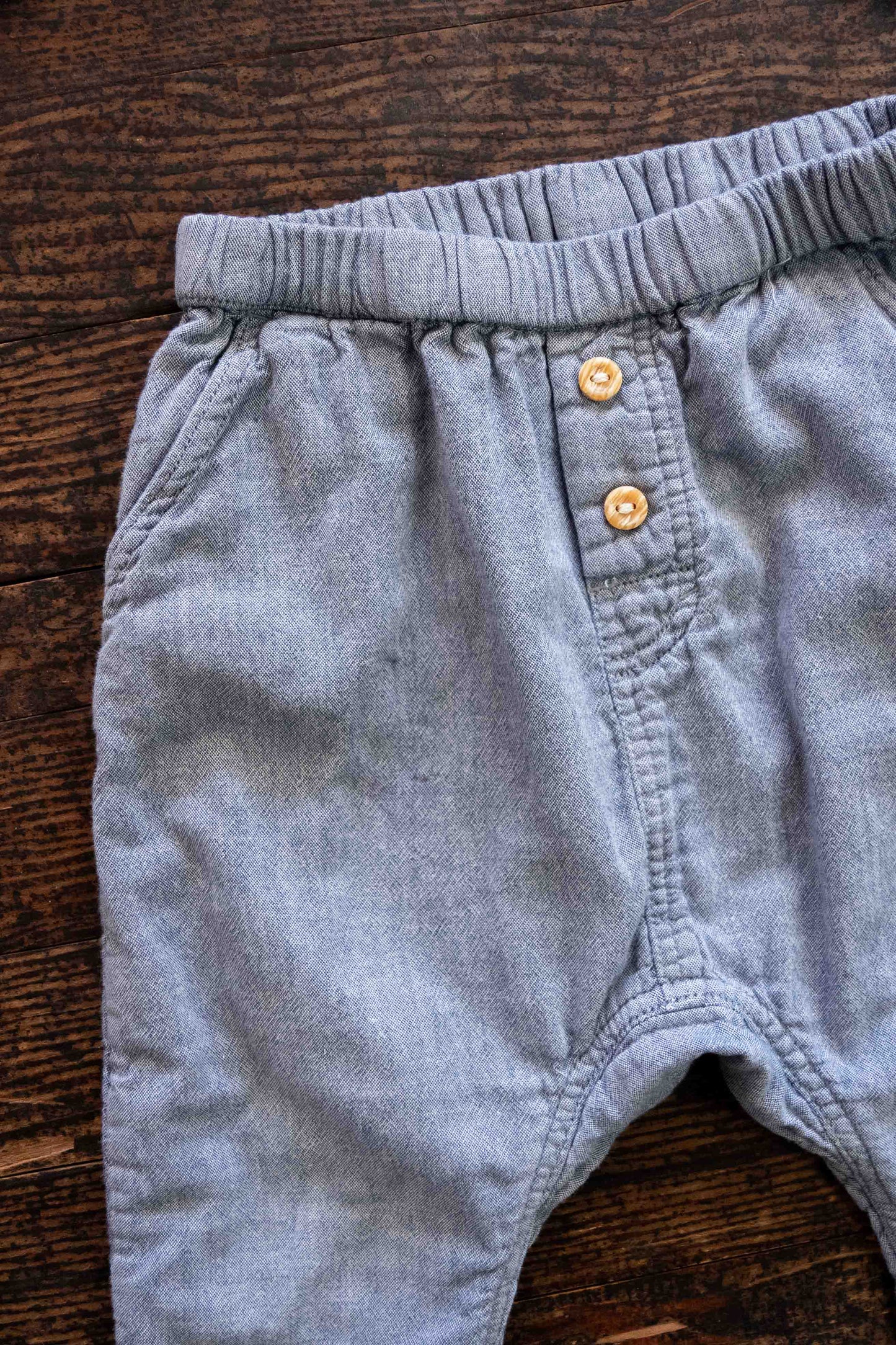 Blue Chambray Harem Pants: 12-18mos