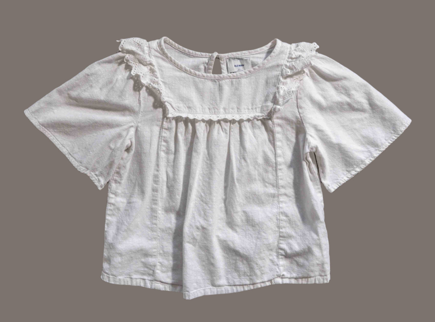 White Lacey Flowy Blouse: 6-7yr