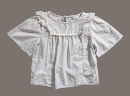 White Lacey Flowy Blouse: 6-7yr