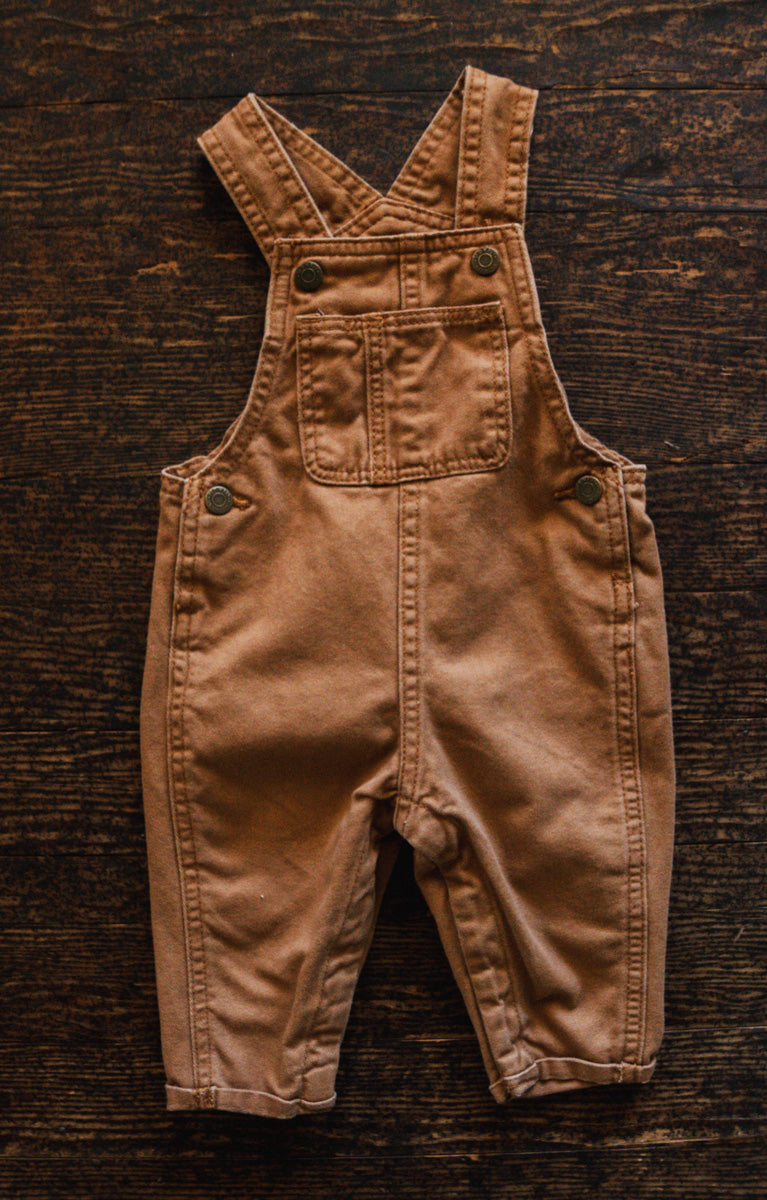 Rust Denim Overalls: 3-6mos