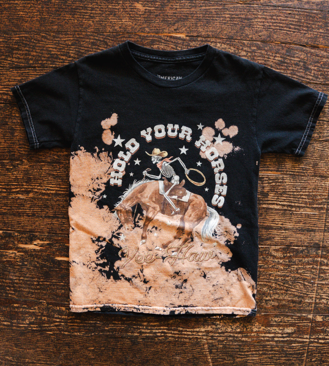 Black Bleached Cowboy Tee: youth small