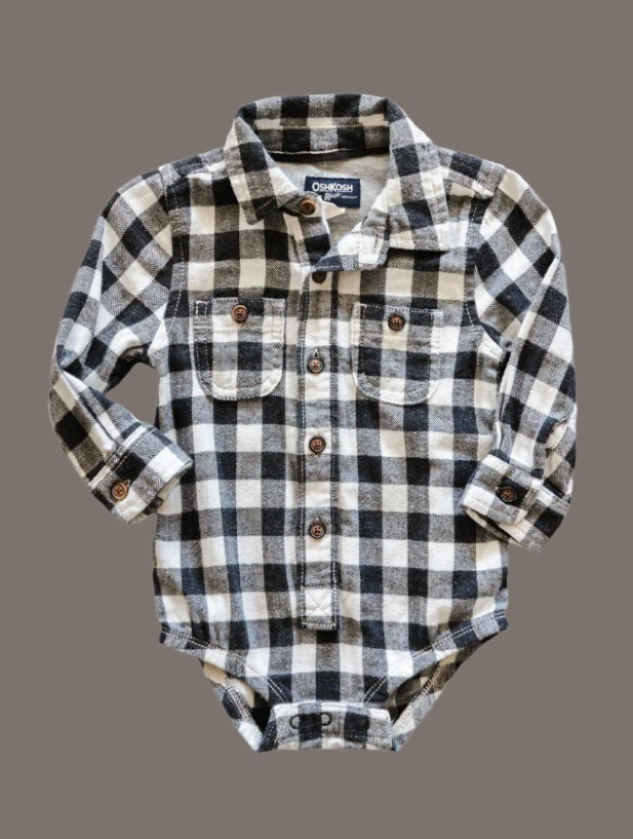 B&W Flannel Plaid Bodysuit: 9-12mos