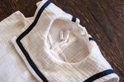 Cream Muslin Sailor Collar Romper: 4T