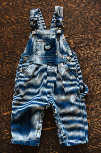 Blue Pinstripe Overalls: 9mos