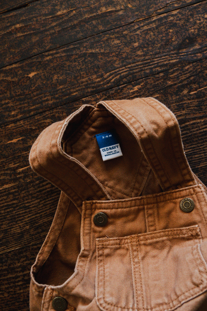 Rust Denim Overalls: 3-6mos