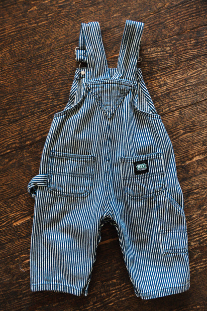 Blue Pinstripe Overalls: 9mos