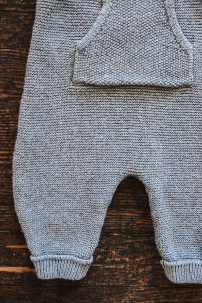 Grey Organic Knit Overalls: 3mos