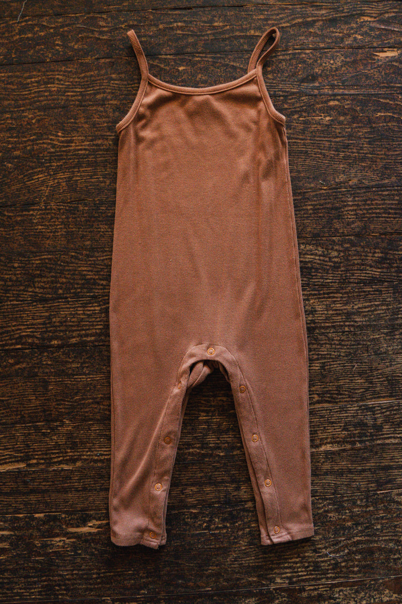 Rust Brown Ribbed Sleeveless Romper: 2-3yr