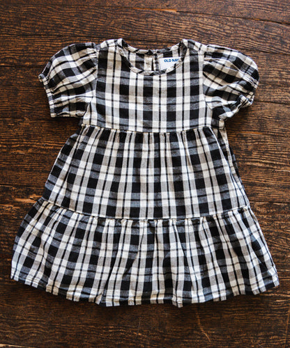 B&W Plaid Teired Dress: 2T