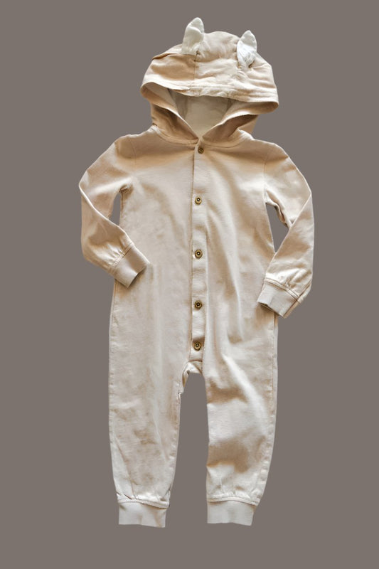 Beige Hooded Ears Romper: 24mos