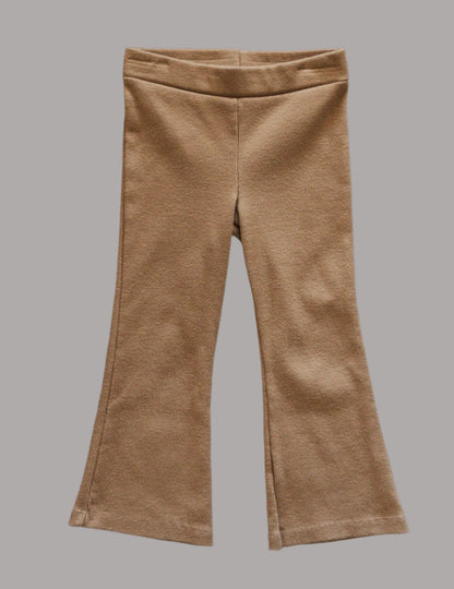 Tan Brown Ribbed Flare Pants: 2T