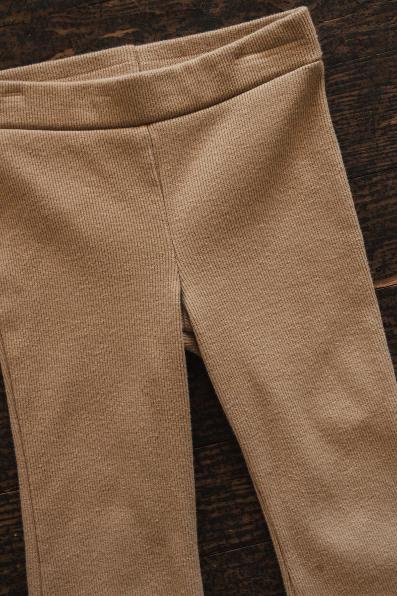 Tan Brown Ribbed Flare Pants: 2T