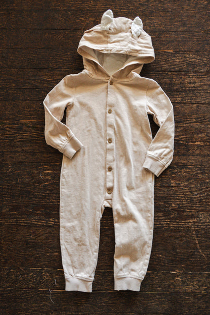 Beige Hooded Ears Romper: 24mos