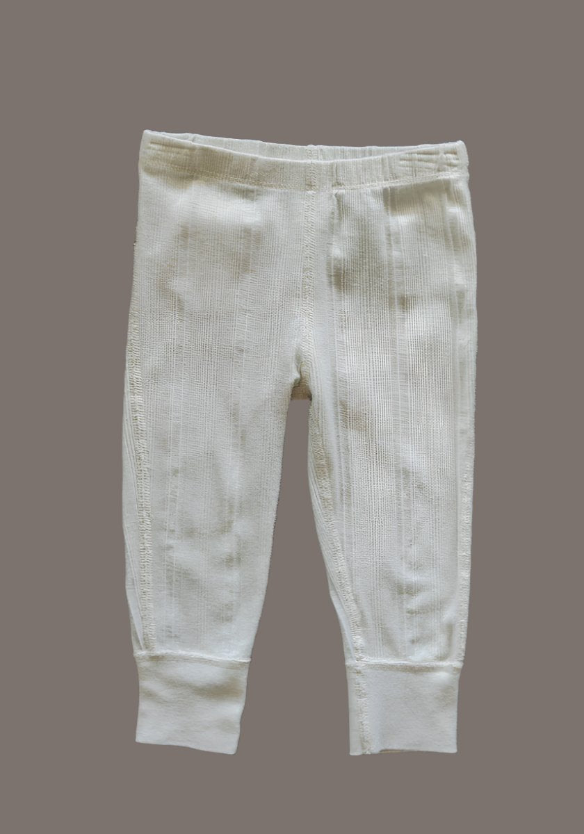 White Ribbed Organic Pants: 12mos