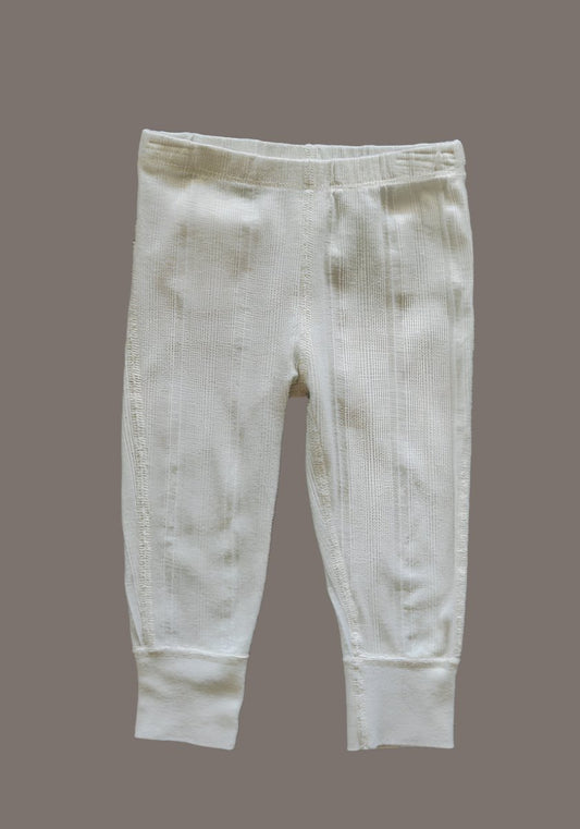 White Ribbed Organic Pants: 12mos