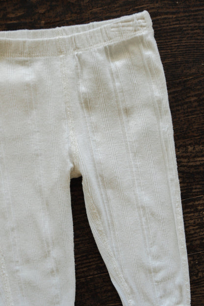 White Ribbed Organic Pants: 12mos