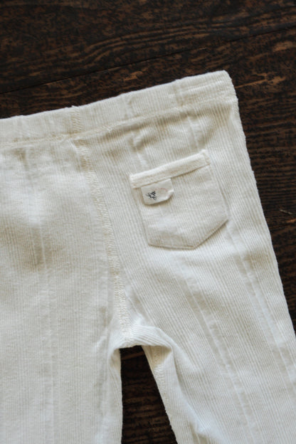 White Ribbed Organic Pants: 12mos