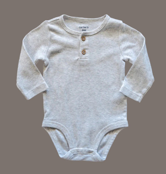 Ash Grey Henley Bodysuit: 6mos