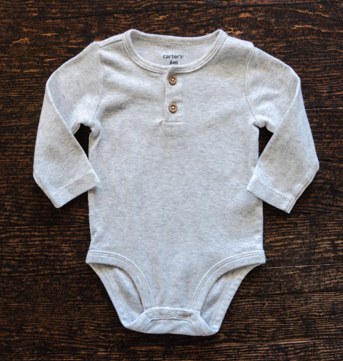 Ash Grey Henley Bodysuit: 6mos