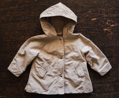 Beige Hooded Lightweight Jacket: 12-18mos