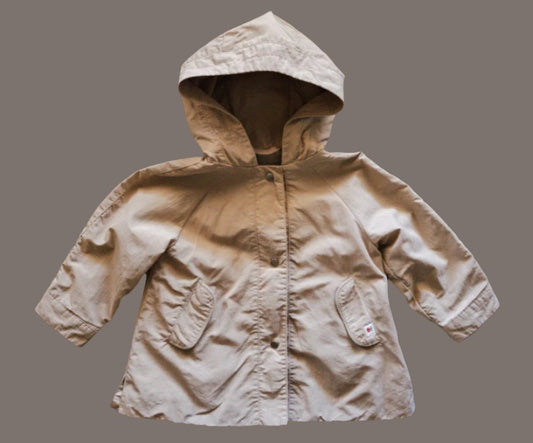 Beige Hooded Lightweight Jacket: 12-18mos