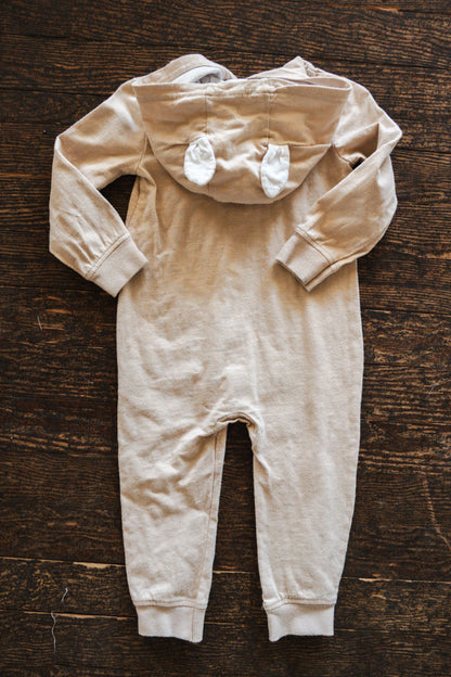 Beige Hooded Ears Romper: 24mos