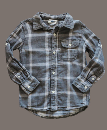 Grey Gauze Plaid Shirt: 5T