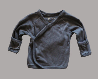 Slate Grey Organic Kimono Top: 0-3mos