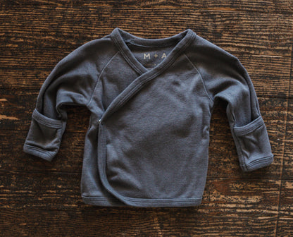 Slate Grey Organic Kimono Top: 0-3mos