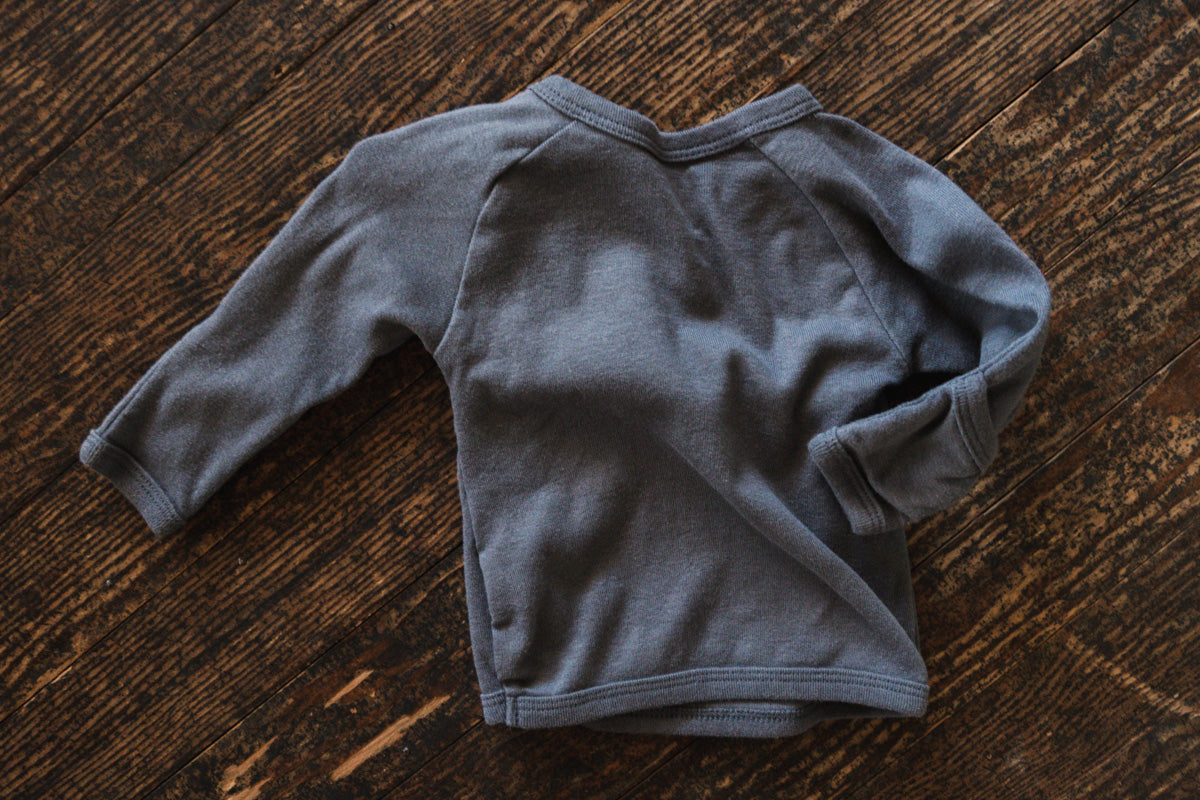 Slate Grey Organic Kimono Top: 0-3mos