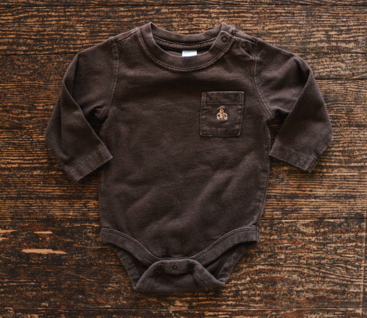 Brown Long Sleeve Bodysuit: 3-6mos