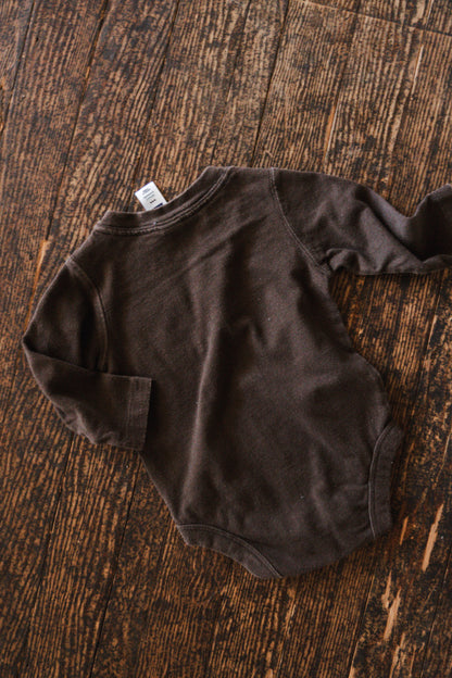 Brown Long Sleeve Bodysuit: 3-6mos