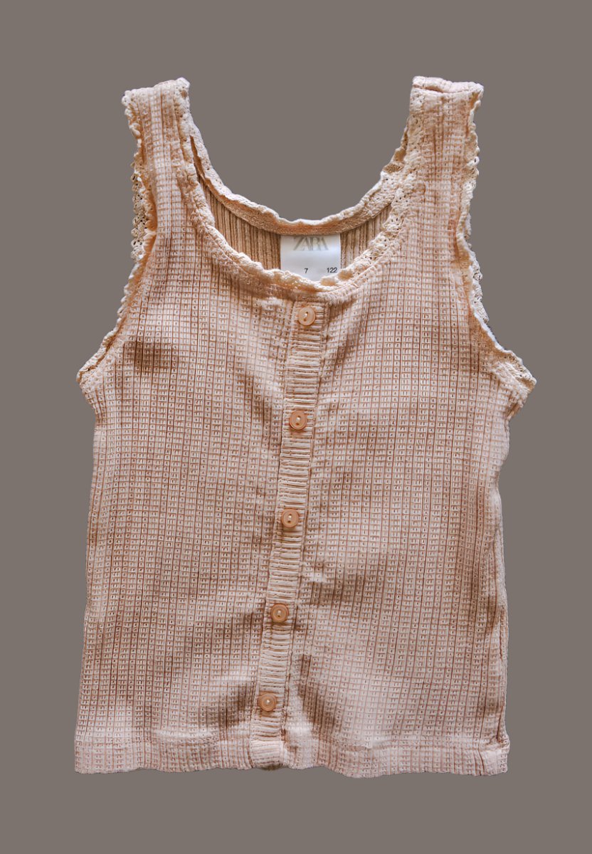 Peach Ribbed Button Tank: 7yr