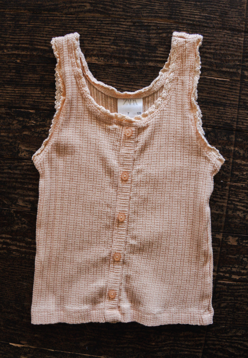 Peach Ribbed Button Tank: 7yr