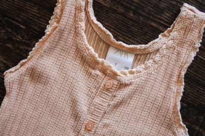 Peach Ribbed Button Tank: 7yr