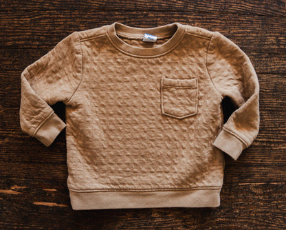 Tan Textured Pullover Sweatshirt: 6-12mos