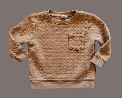 Tan Textured Pullover Sweatshirt: 6-12mos