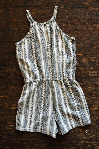 B&W Summer Pattern Romper: 10-12yr