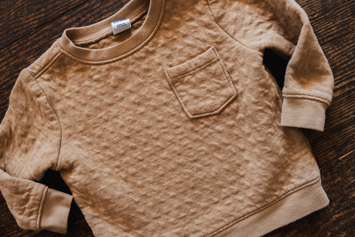 Tan Textured Pullover Sweatshirt: 6-12mos