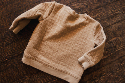 Tan Textured Pullover Sweatshirt: 6-12mos